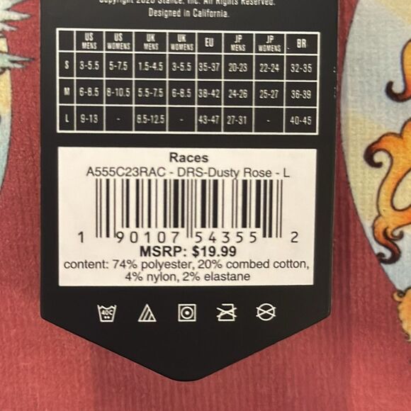 STANCE UNISEX CASUAL QUEEN RACES SIZE LARGE IN DUSTY ROSE - Picture 4 of 4